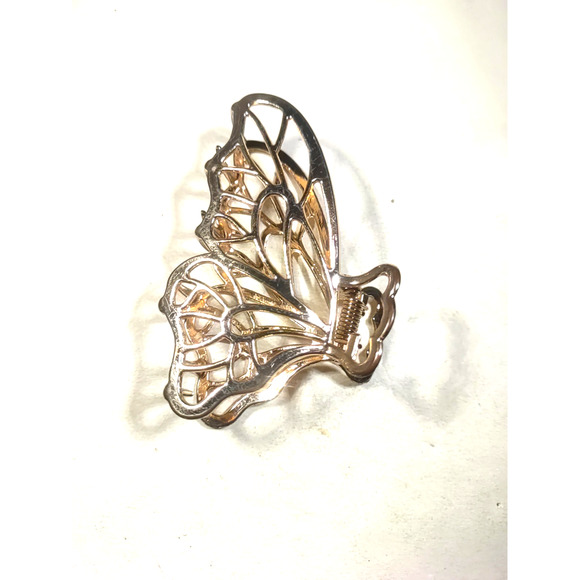 Butterfly Wings Gold Tone Alligator Clip Barrette Metal - Picture 3 of 6